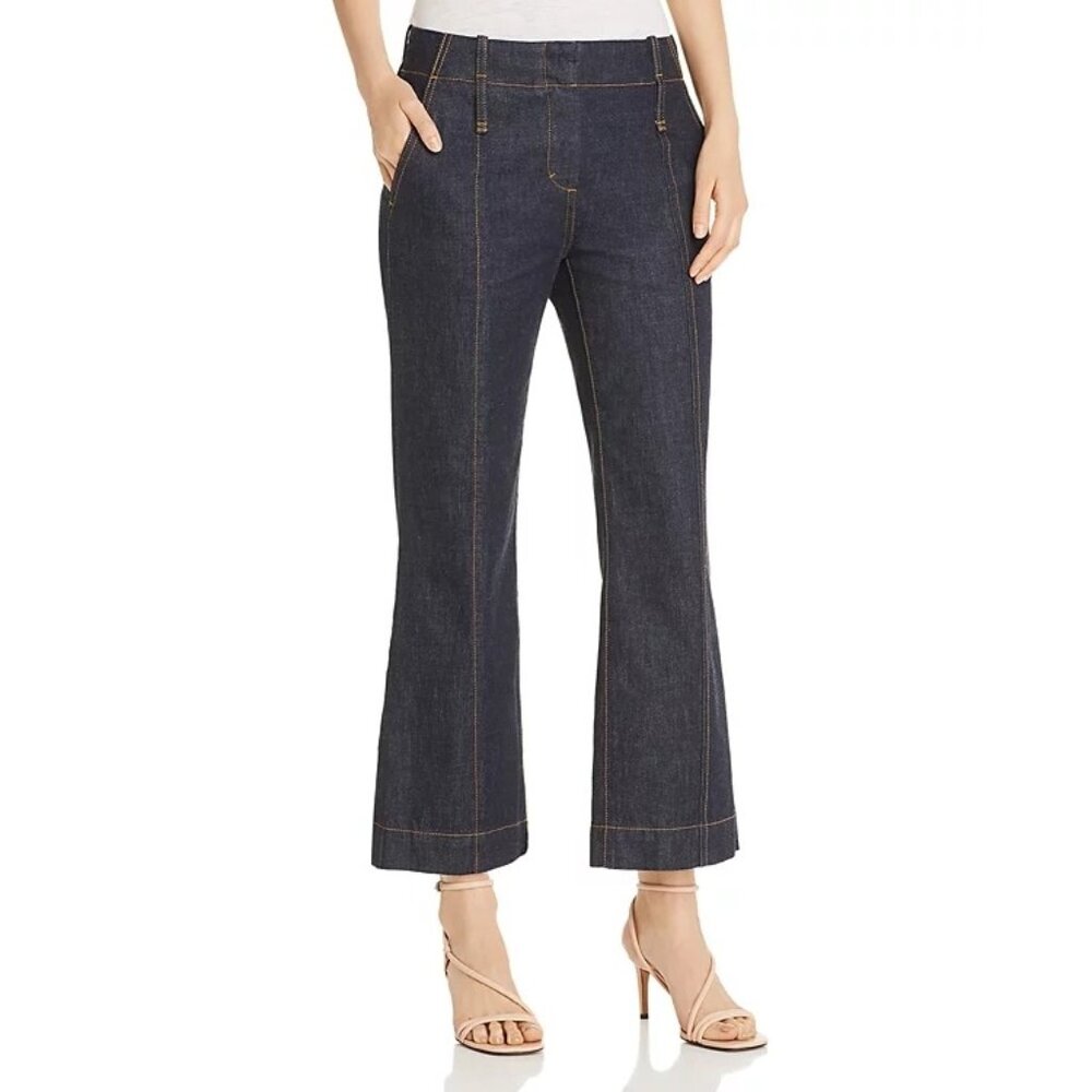 Tory Burch Cropped Flare Jeans Resin Rinse Size 24 NWT